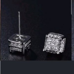 FASHION UNIQUE Jewelry - Men's women's Hip Hop 18K /Silver Princess Cut Whi FASHION UNIQUE Jewelry - Men's women's Hip Hop 18K /Silver Princess Cut Whi